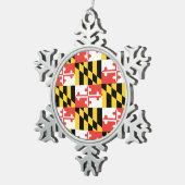 Maryland-Flaggen-Schneeflocke-gerahmte Verzierung Schneeflocken Zinn-Ornament (Rechts)