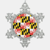 Maryland-Flaggen-Schneeflocke-gerahmte Verzierung Schneeflocken Zinn-Ornament (Vorderseite)