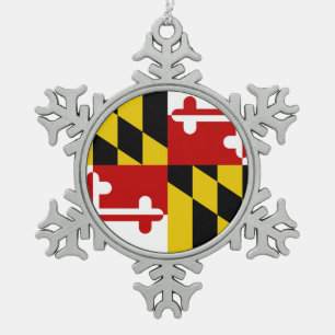 Maryland-Flaggen-Schneeflocke Schneeflocken Zinn-Ornament