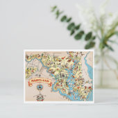 Maryland Funny Vintag Map Postkarte (Stehend Vorderseite)