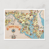 Maryland Funny Vintag Map Postkarte (Vorderseite)