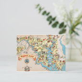 Maryland Funny Vintag Map Postkarte (Stehend Vorderseite)