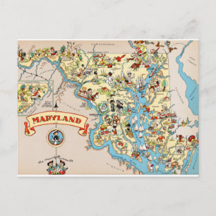Maryland Funny Vintag Map Postkarte