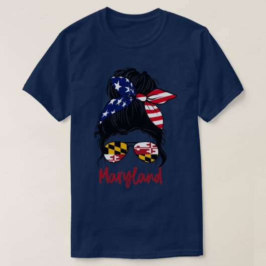 Maryland girl Messy bun American Girl Maryland Fla T-Shirt (Design vorne)