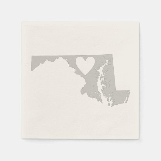 Maryland Gray Map Shape Heart Cutout Paper Party Serviette (Vorderseite)