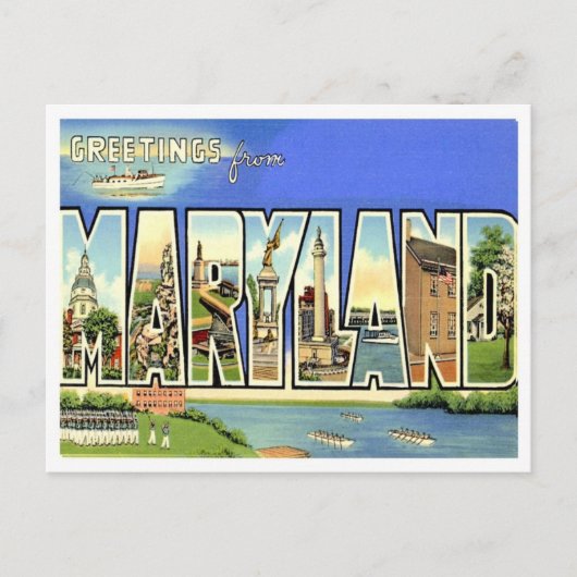 Maryland Greetings from US Staaten Postkarte (Vorderseite)
