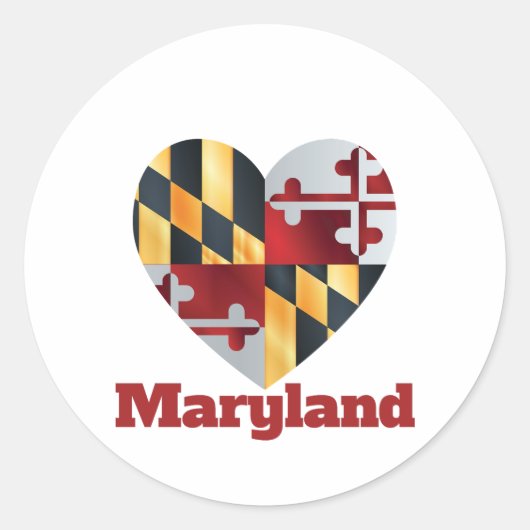 Maryland Heart Flag Runder Aufkleber (Vorderseite)