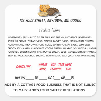 Maryland Hütte Law Label für Zuhause-Lebensmittelg Quadratischer Aufkleber
