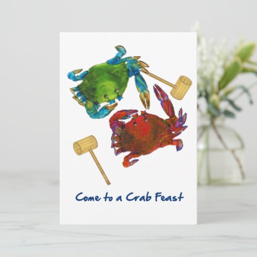 Maryland-Krabben vor u. nach Krabben-Fest Einladung (Stehend Vorderseite)