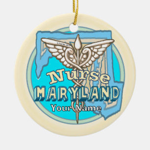 Maryland Krankenschwester Caduceus  Keramik Ornament