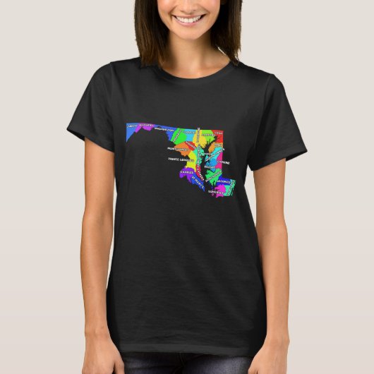 Maryland Landkreis Map US-Grenzen Hauptstadt T-Shirt (Vorderseite)