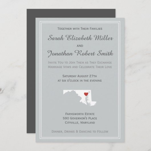 Maryland Liebe - individuelle Einladung zur Hochze (Vorne/Hinten)