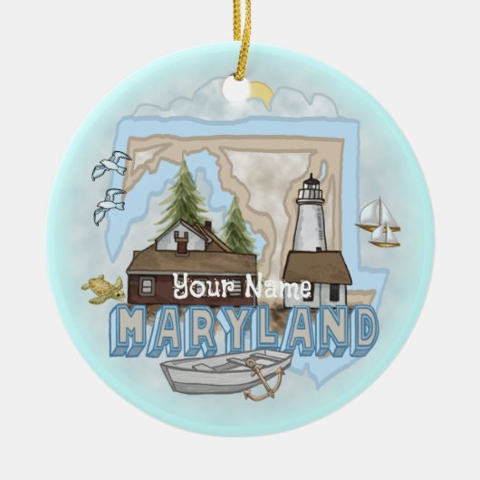 Maryland Lighthouse individuelle Name Keramik Ornament (Vorne)