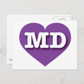 Maryland Lila Heart - I Liebe MD Postkarte (Vorne/Hinten)