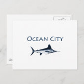 Maryland-Logo von Ocean City (weißes Marlin) Postkarte (Vorne/Hinten)