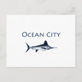 Maryland-Logo von Ocean City (weißes Marlin) Postkarte (Vorderseite)