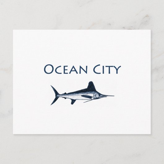 Maryland-Logo von Ocean City (weißes Marlin) Postkarte (Vorderseite)