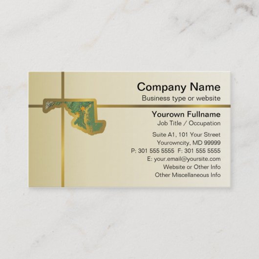 Maryland Map Business Card Visitenkarte (Vorderseite)