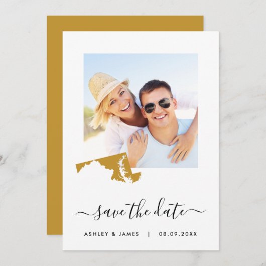 Maryland Map Foto Wedding Save the Date Card (Vorne/Hinten)