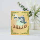 Maryland Map mit schönen Vögeln Postkarte (Stehend Vorderseite)