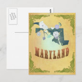 Maryland Map mit schönen Vögeln Postkarte (Vorne/Hinten)