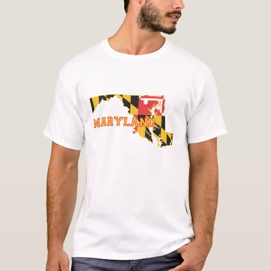 Maryland Map Shaped State Flag Marylander Flags T-Shirt (Vorderseite)