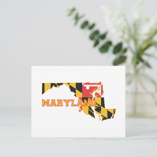Maryland Map Shaped State Flag Name Marylander Postkarte (Stehend Vorderseite)