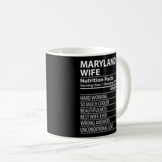 Maryland Md Nutrition Facts Usa Staat Kaffeetasse (VorderseiteRechts)