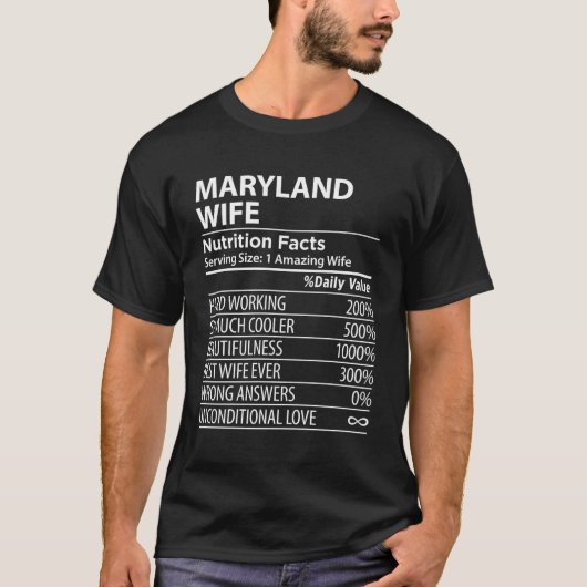 Maryland Md Nutrition Facts Usa Staat T-Shirt (Vorderseite)