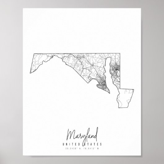 Maryland Minimal Street Map Poster (Vorne)