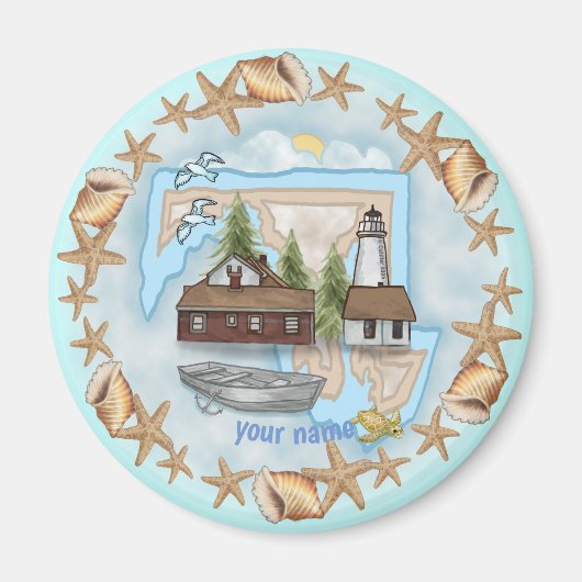 Maryland Muscheln Lighthouse Magnet (Vorne)