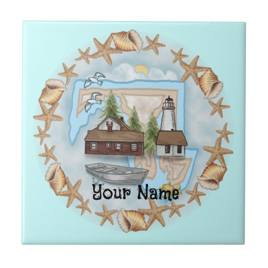 Maryland Muscheln Lighthouse Tile Fliese (Vorderseite)