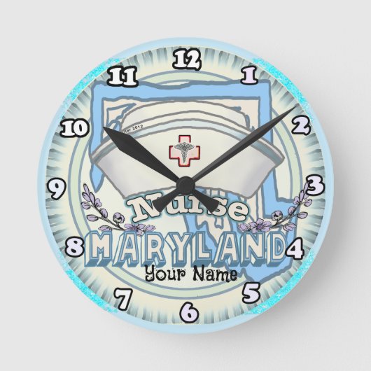 Maryland Nurse Runde Wanduhr (Vorderseite)