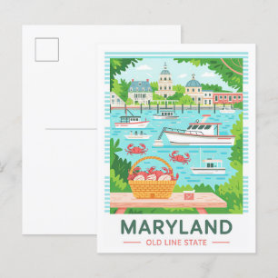 Maryland Old Line Staat USA Summer Travel Postkarte