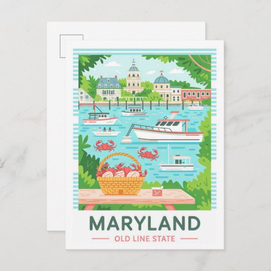 Maryland Old Line Staat USA Summer Travel Postkarte (Vorne/Hinten)