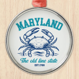 Maryland Old Line State Crab Graphic Ornament Aus Metall