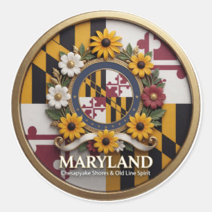 Maryland Old Line State Heritage ✦ Runder Aufkleber