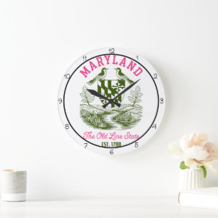 Maryland Old Line State Vögel Große Wanduhr