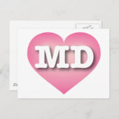 Maryland Pink Fade Heart - I Liebe MD Postkarte (Vorne/Hinten)