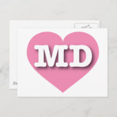 Maryland Pink Heart - I Liebe MD Postkarte (Vorne/Hinten)