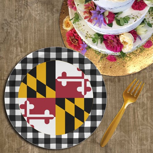 Maryland Plate, Buffalo kariert USA & Maryland Fla Pappteller