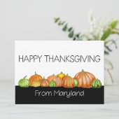 Maryland Pumpkins Erntedank Card Feiertagskarte (Stehend Vorderseite)