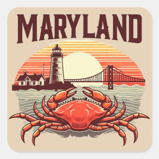 Maryland Quadratischer Aufkleber (Vorderseite)
