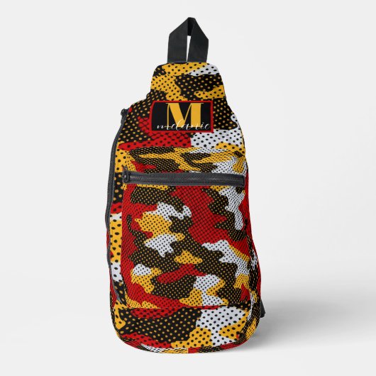 Maryland Red & Black Turtle Camo Printed Crossbody Bag (Vorderseite)