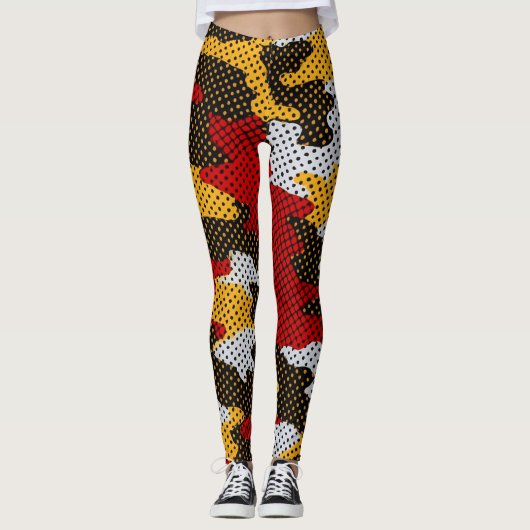 Maryland Red & Black Turtle Camo Printed Leggings (Vorderseite)