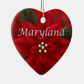 Maryland Red Poinsettia Herz Keepake Ornament (Rechts)