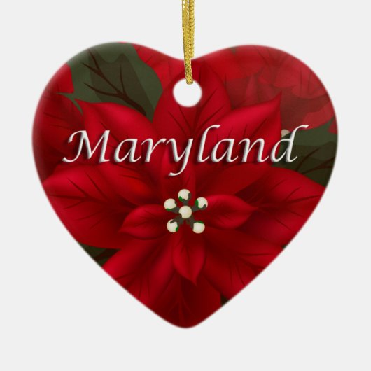Maryland Red Poinsettia Herz Keepake Ornament (Vorne)