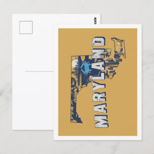 Maryland Retro-Reise-Design ikonischer US-Bundesst Postkarte