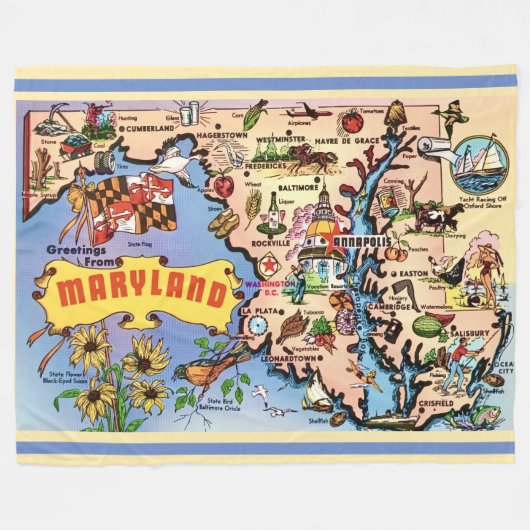 Maryland Retro-Wurfdecke Fleecedecke (Vorderseite (Horizontal))