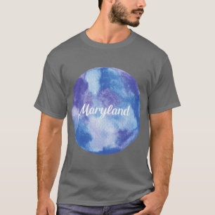 Maryland Runde Wasserfarbe Pastell Violett Blau T-Shirt